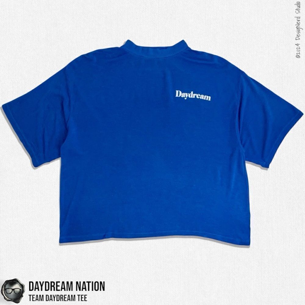DAYDREAM NATION TEAM DAYDREAM CREWNECK OVERSIZED T SHIRT IN BLUE JEAN